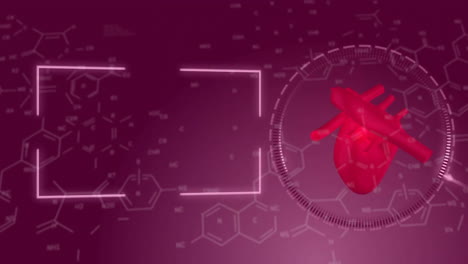modelo de corazón y estructuras moleculares, investigación médica en animación