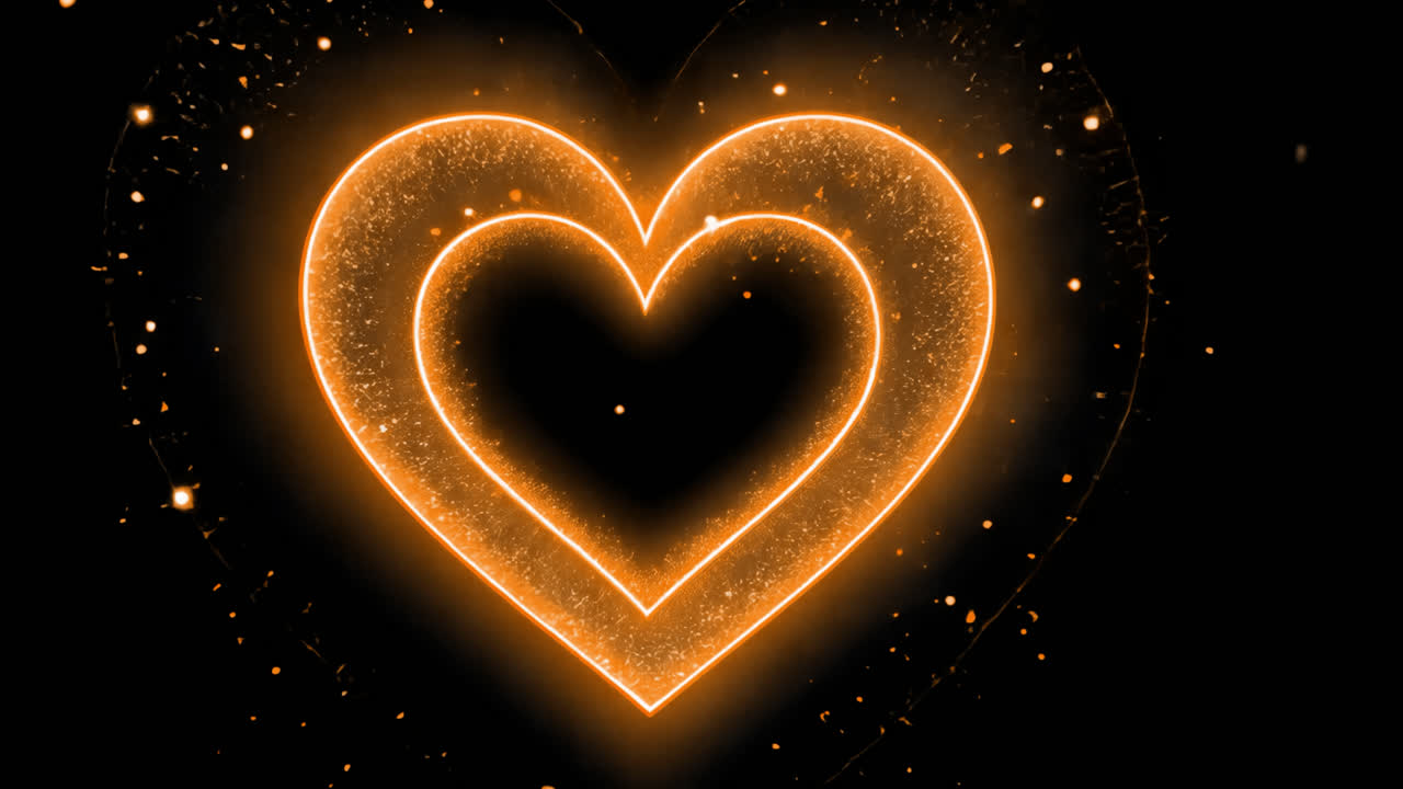 Overlay animato a forma di cuore con glitter scintillanti, video 4K trasparente, canale alfa, ProRes 4444.