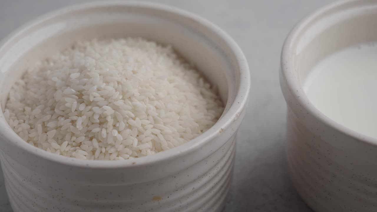Rice and Milk in Bowls