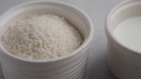 rice and milk in bowls