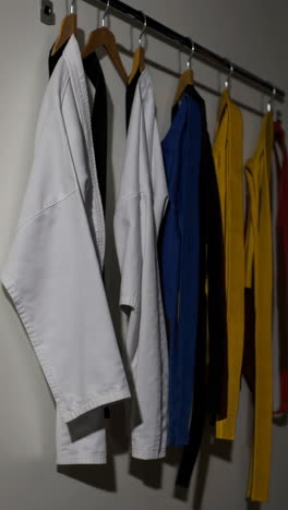 martial arts uniforms hanging