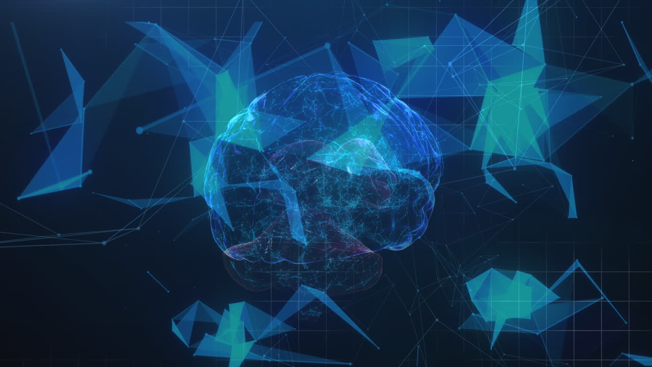 Animation of brain and shapes on black background