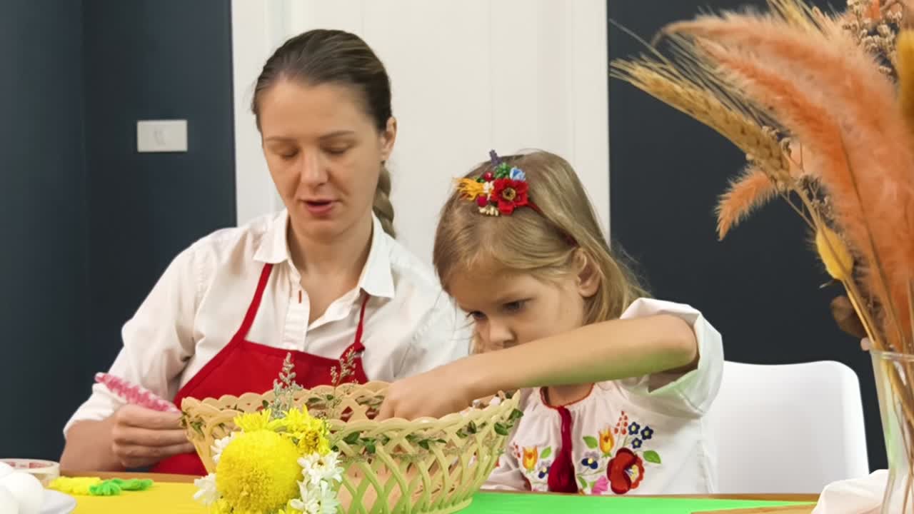 Mother and Daughter Crafting Together