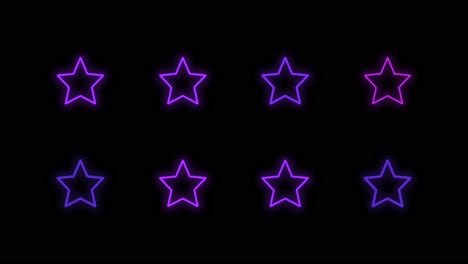 patrón de estrellas de neón púrpura pulsante en filas 3