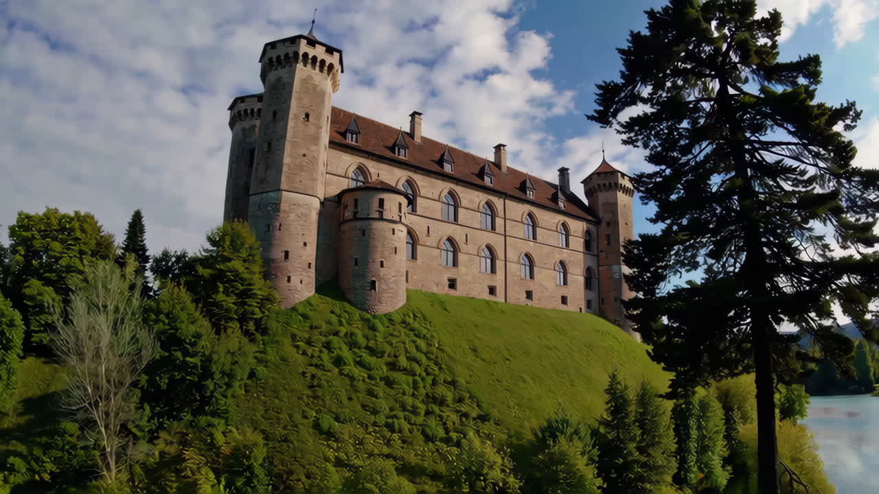 Majestic Castle overlooking a Lake