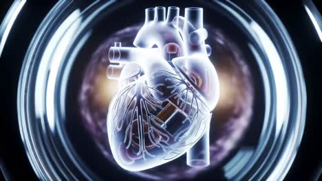 a stunning 3d visualization of a heart, showcasing intricate anatomy and structures in an engaging and informative style