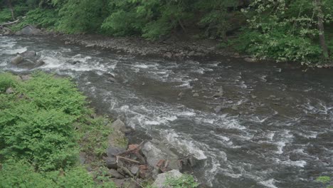 the wissahickon creek, high angle, flowing over rocks and stones