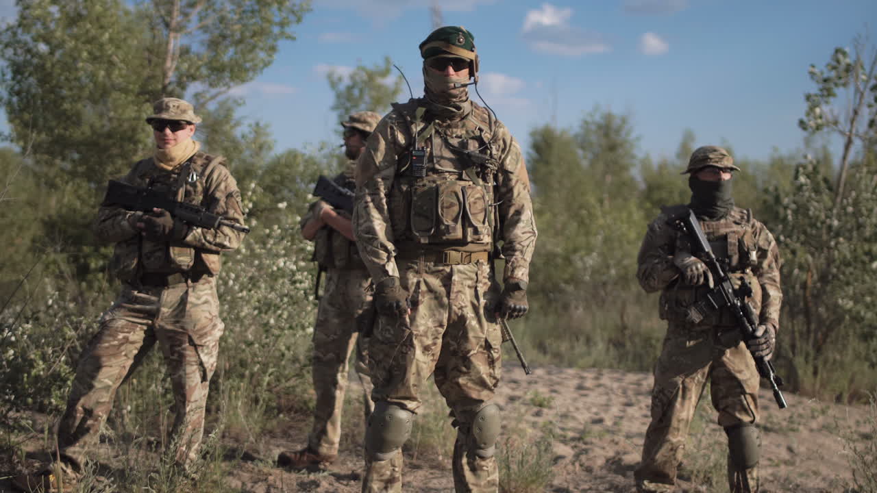 Soldiers in Camouflage Uniform