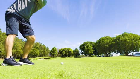 golfer executing a swing on sunny day