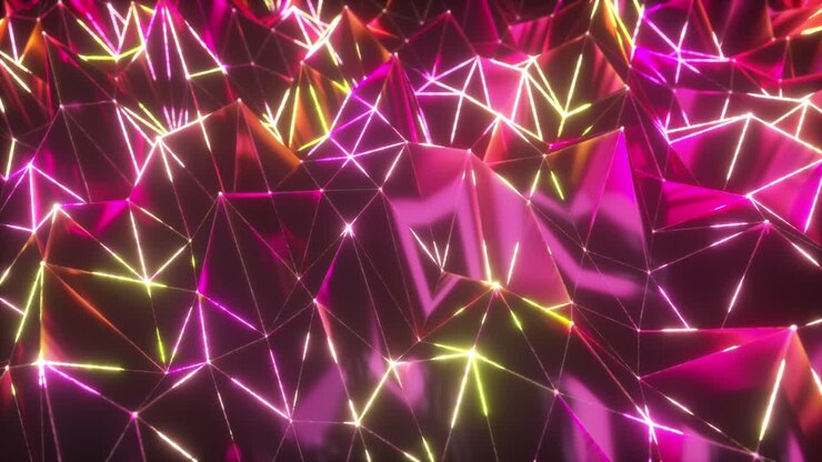 Abstract Geometric Pink and Purple Neon Polygon Background