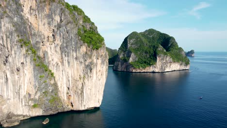 World-Famous-Maya-Bay-Beach,-Reveal-Behind-Cliff