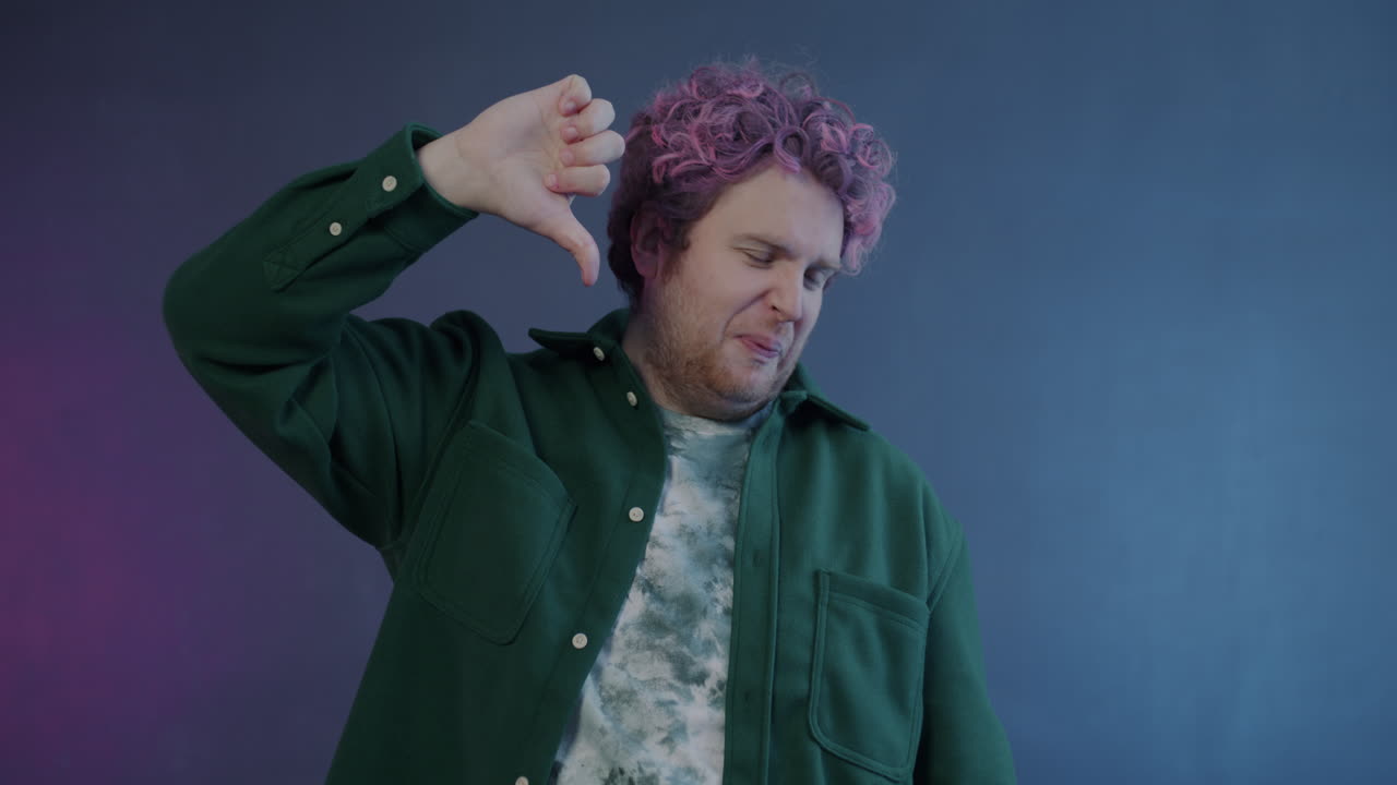 Disapproving Man with Pink Hair