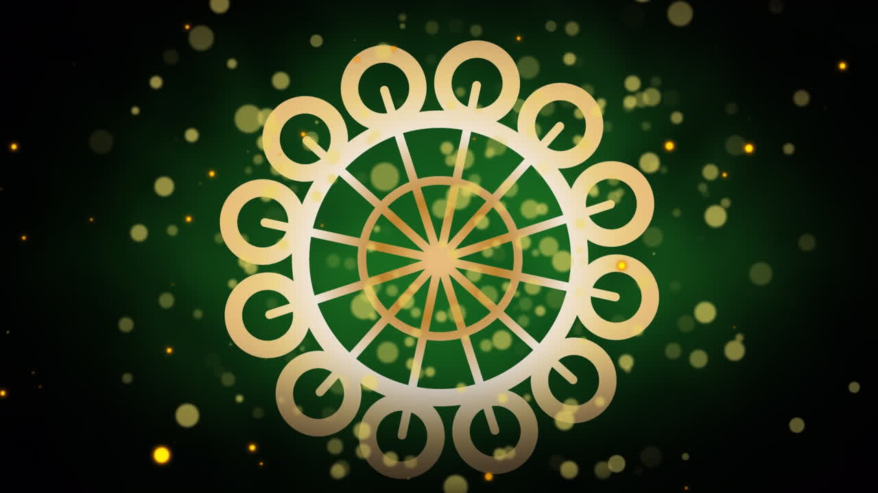 검은 바탕에 있는 초록색 반점과 원의 애니메이션