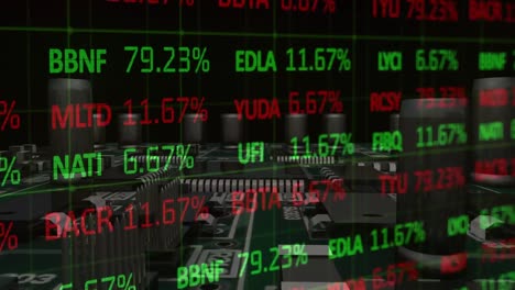 animation of financial data processing over circuit board