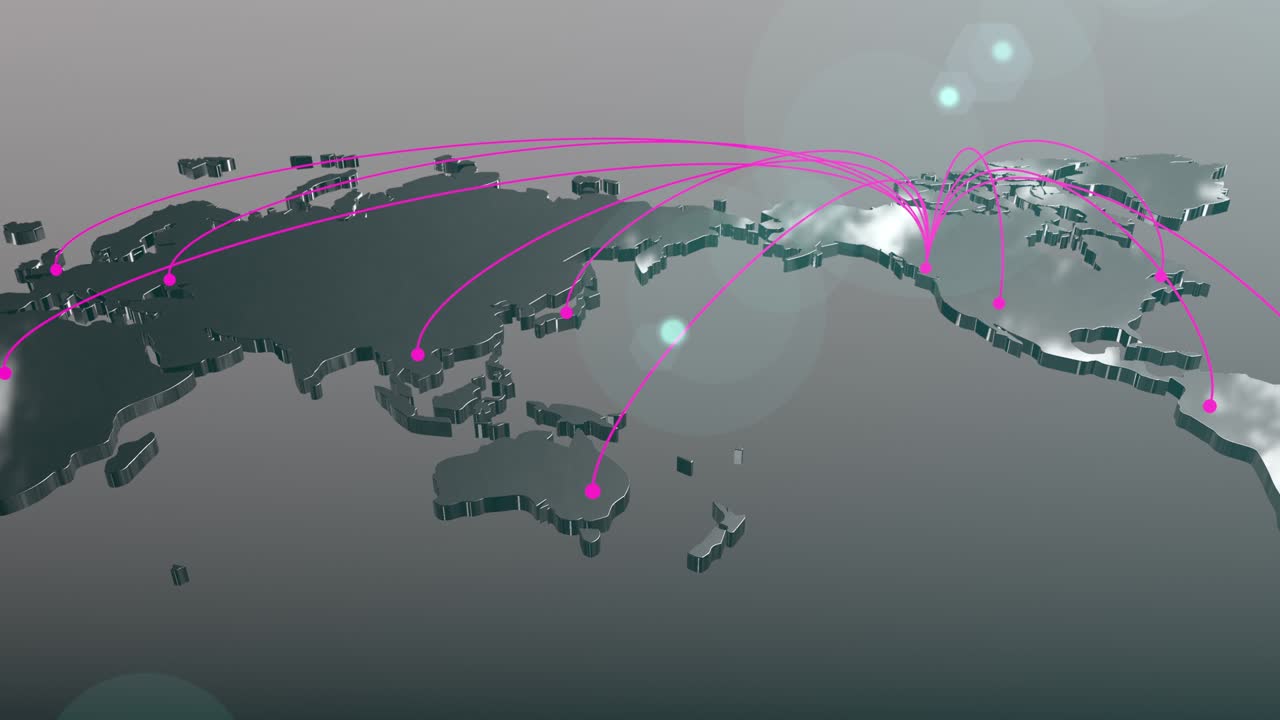 세계로 캐나다를 퍼뜨리는 연결 지도 애니메이션
