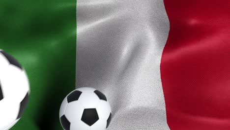 flag of italy with soccer balls