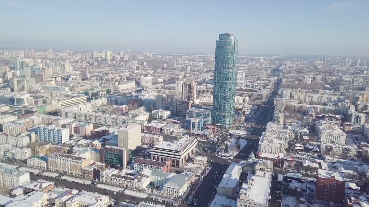vista aérea de una ciudad en invierno
