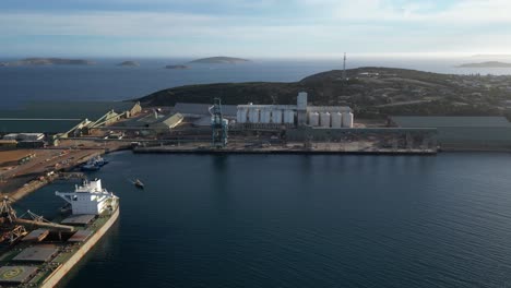 Approaching-Shot-Of-Port-Area-In-Esperance-Town,-Sunset-Time,-Western-Australia