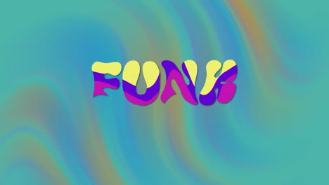 animación de texto y formas funk en fondo verde.
