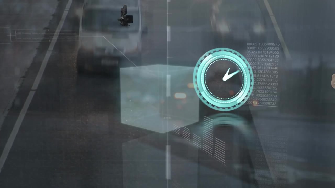 Animation of clock moving fast and data processing