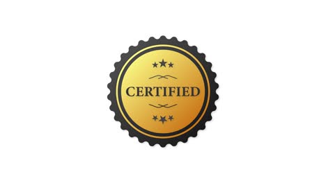 certified badge for marketing design. gold certified badge on white background for marketing design. motion graphics.