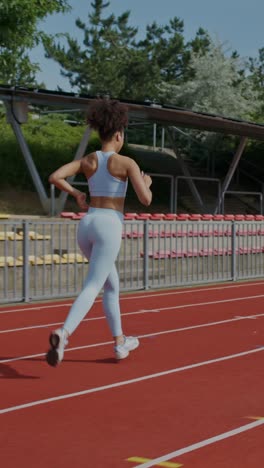 woman running on a track