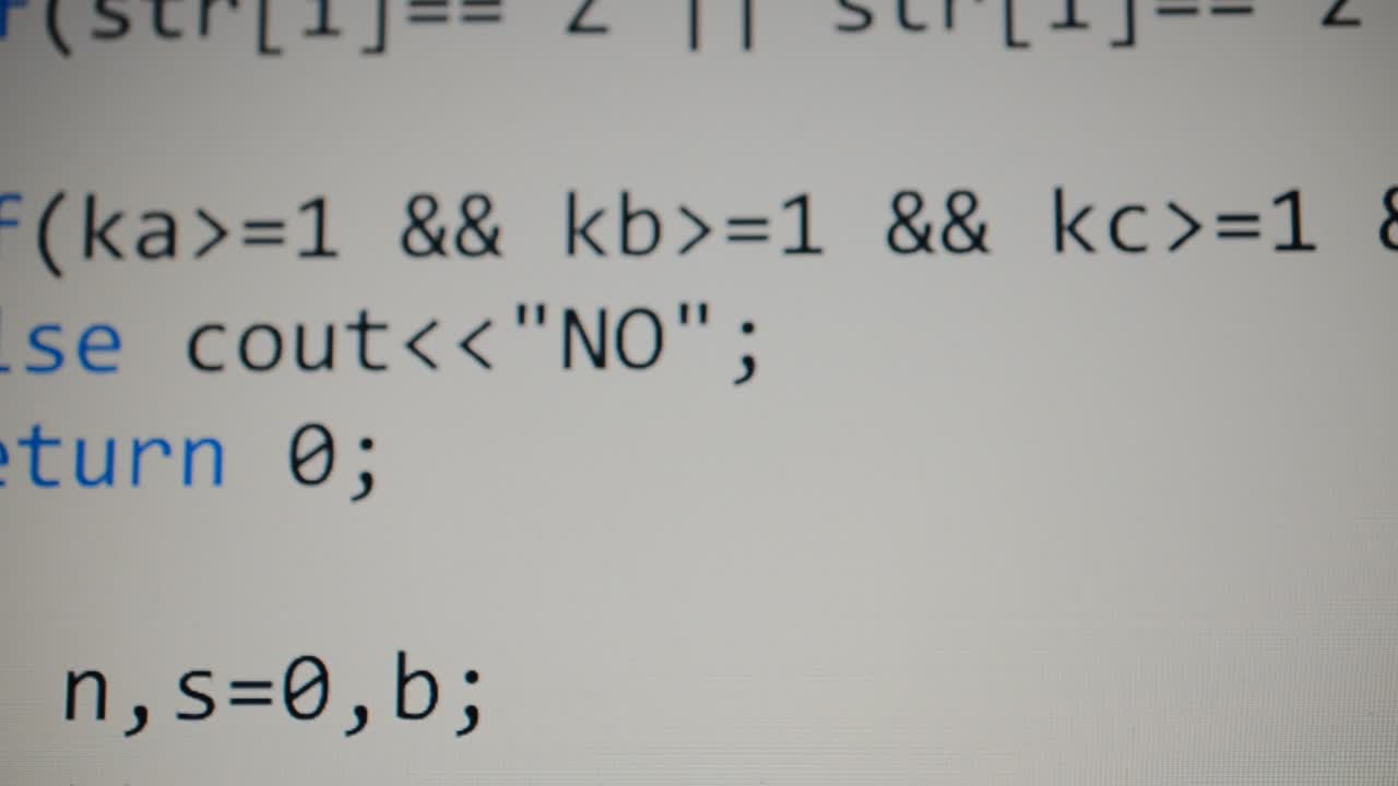 Source code on the monitor screen. Source code