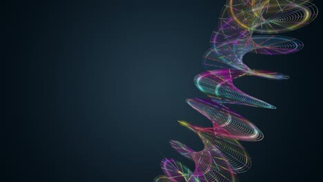 futuristic animation with particle stripe object in slow motion and space for text, 4096x2304 loop 4k