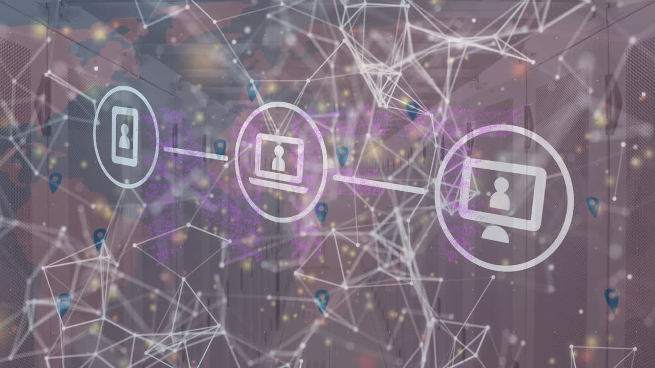 서버 에 대한 모양을 형성하는 연결된 점 위의 네비게이션 핀