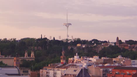 famous olympic ring at sports complex in barcelona built during the 1992 olympic games and paralympic games