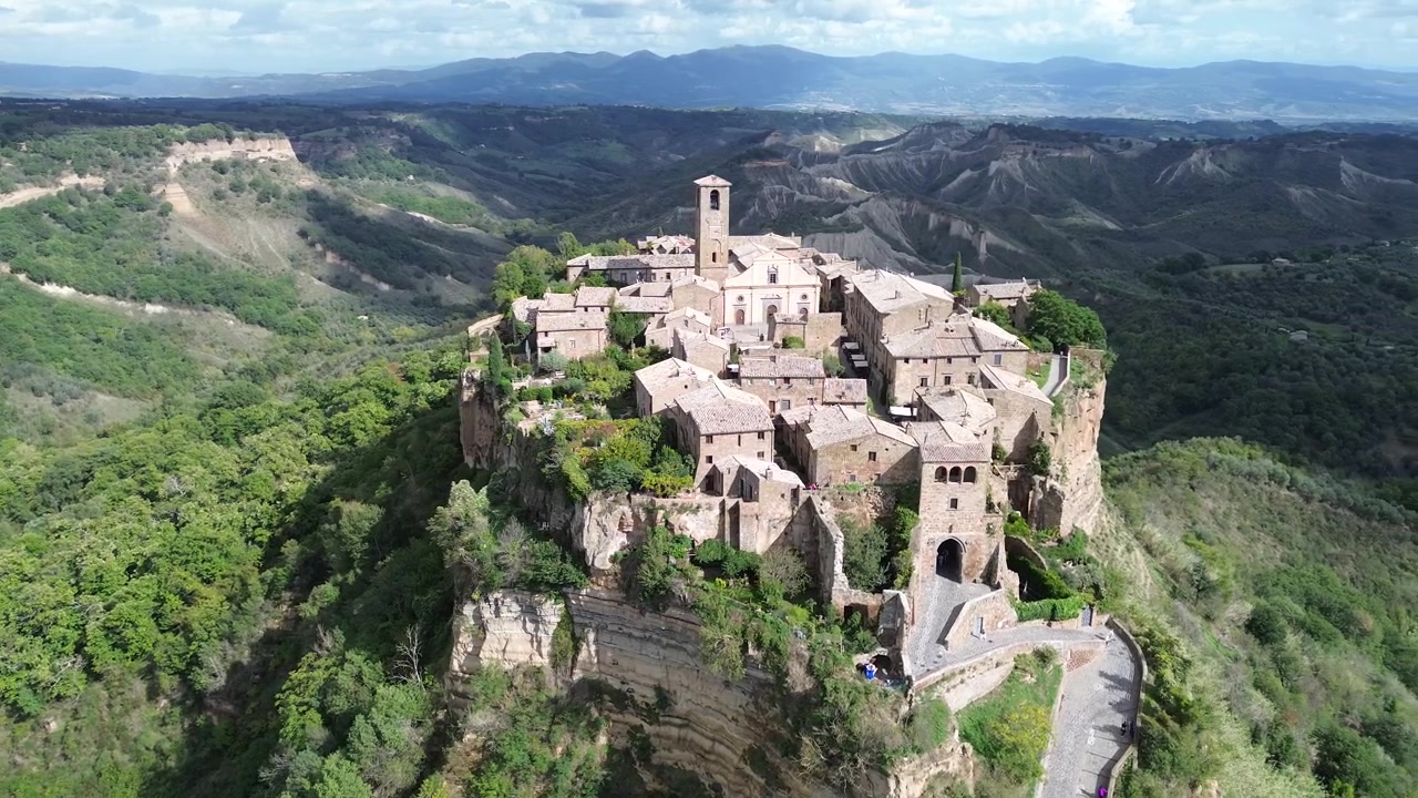 Civita di Bagnoregio, Toscana. Vista della città dall'alto.