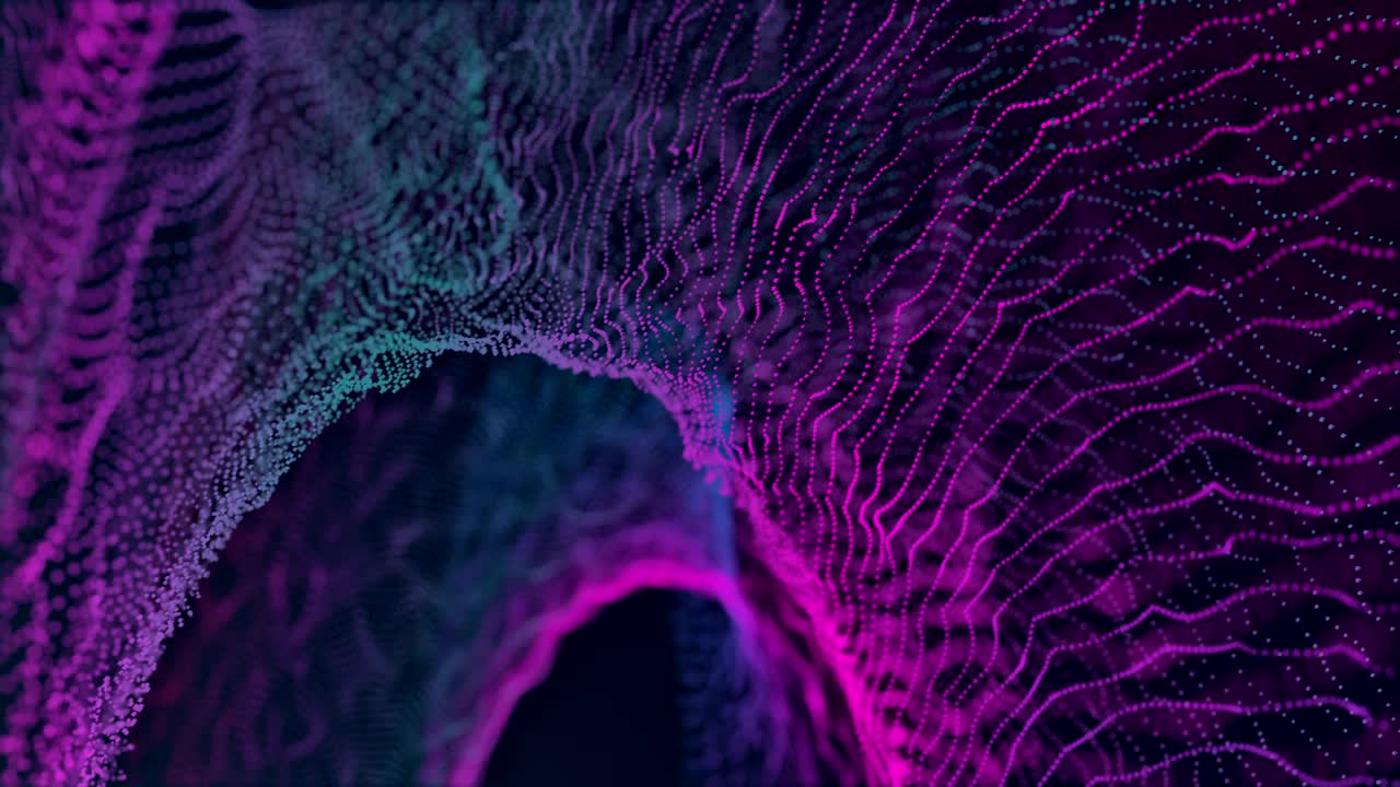 Bright abstract elegant dancing particle motion background loop purple and blue