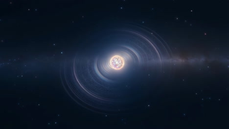 luminous celestial body with cosmic rings in space