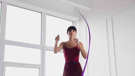ribbon dance performance in a studio