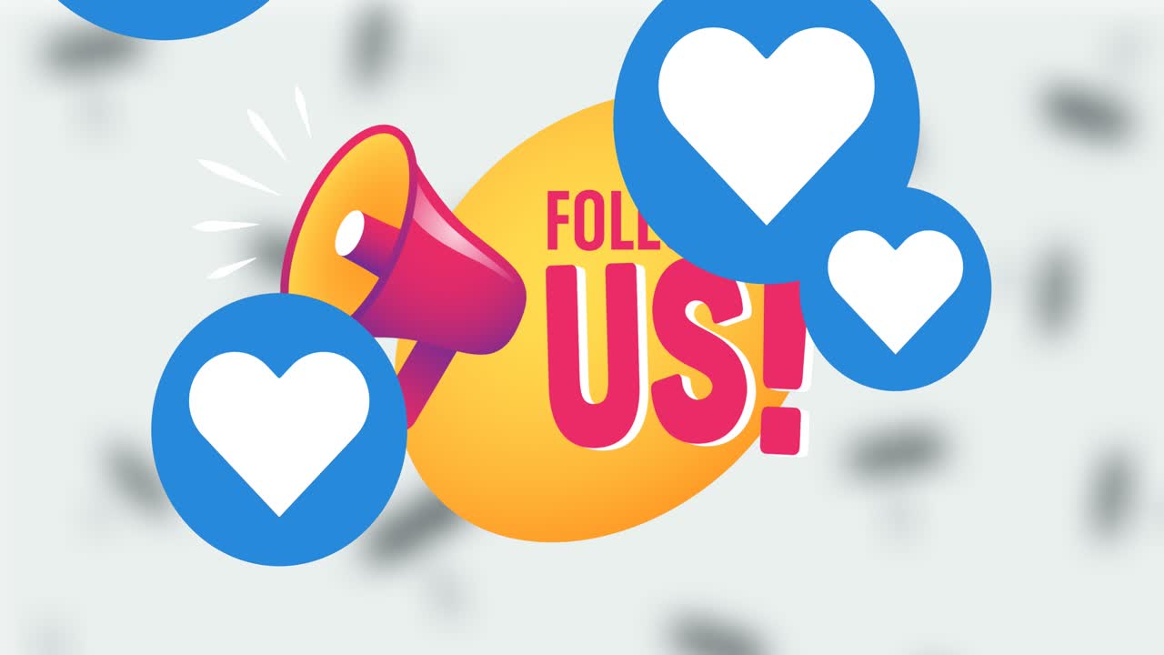 Animation af social media 'love'-tekst og stigende tal over stigende tal på grøn baggrund