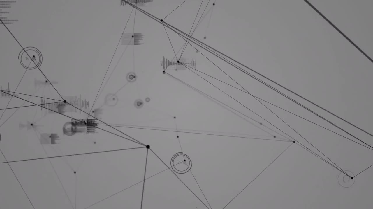 연결 네트워크와 데이터 처리의 애니메이션이  ⁇  바탕에 있습니다.