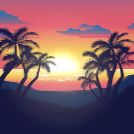 escena de la playa del atardecer tropical