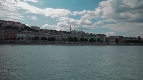 Boat-ride-through-Danube,-summer-afternoon-and-sun-set