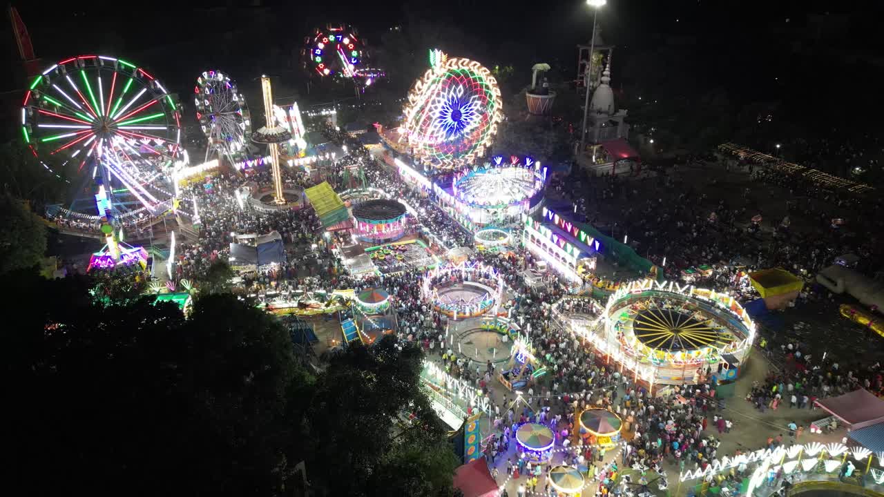 Aerial view of Dussehra Mela in Ludhiana, Punjab, India