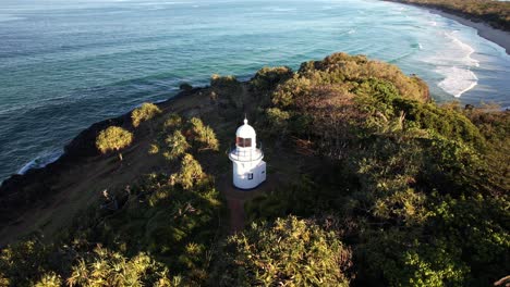 fingal lighthouse and headland in new south wales, australia - drone shot