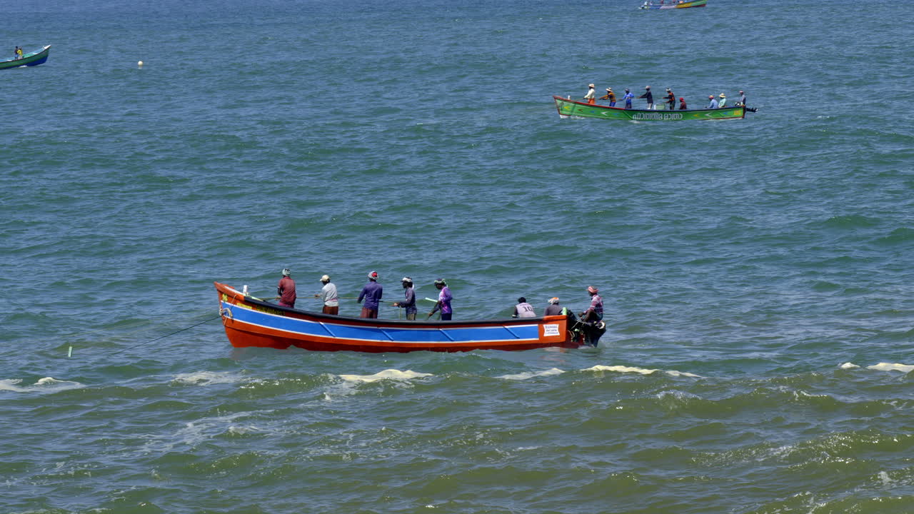 Fishermen in Boats at Sea