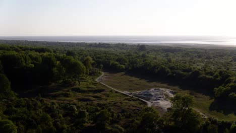 Drone-shot-of-the-bay-and-sea-near-city-Oostvoorne-in-Nederlands