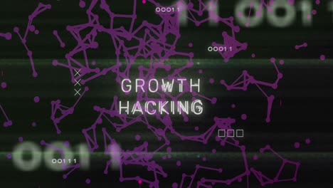 Animation-of-growth-hacking-text-and-data-processing-over-computer-motherboard