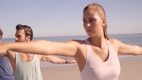 four friends doing yoga