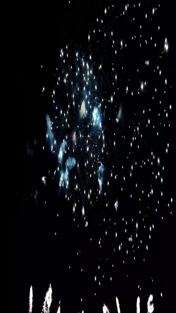 Lyse fyrværkeri eksploderer på den mørke nattehimmel