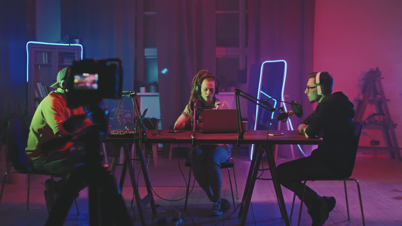 Three People Doing Podcast