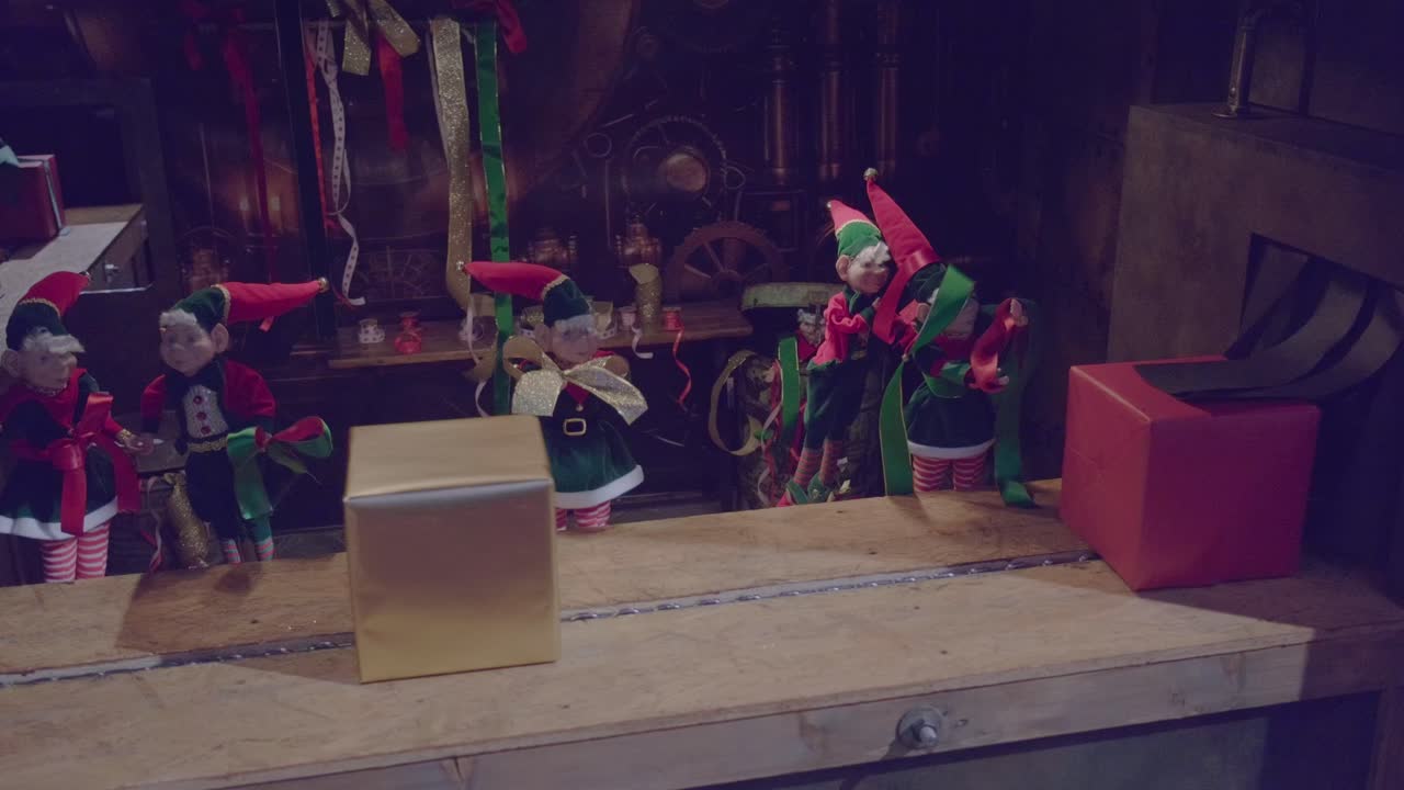 Elf workshop with gifts passing by in Schilliger in Gland Switzerland