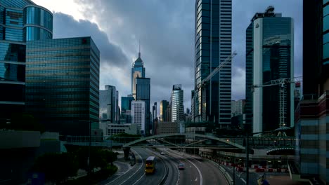 4k time-lapse : sunrise over hong kong central business district, hong kong