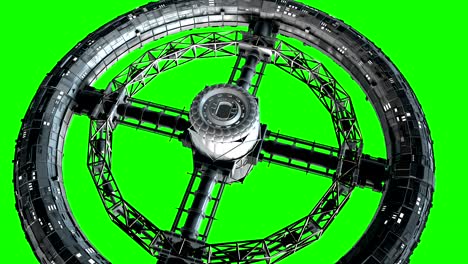 circular space station on green screen