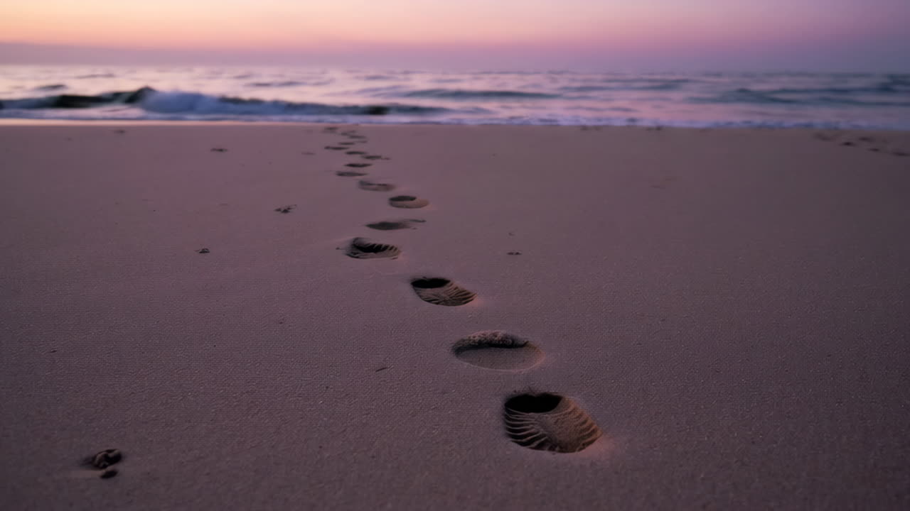 Footprints in the Sand at Sunrise/Sunset